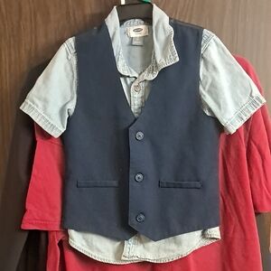 Navy Blue Vest with Light Blue Shirt toddlers boys 5t